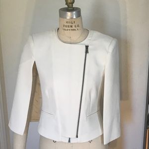 BCBG Max Azria White Double Zip Cape Jacket